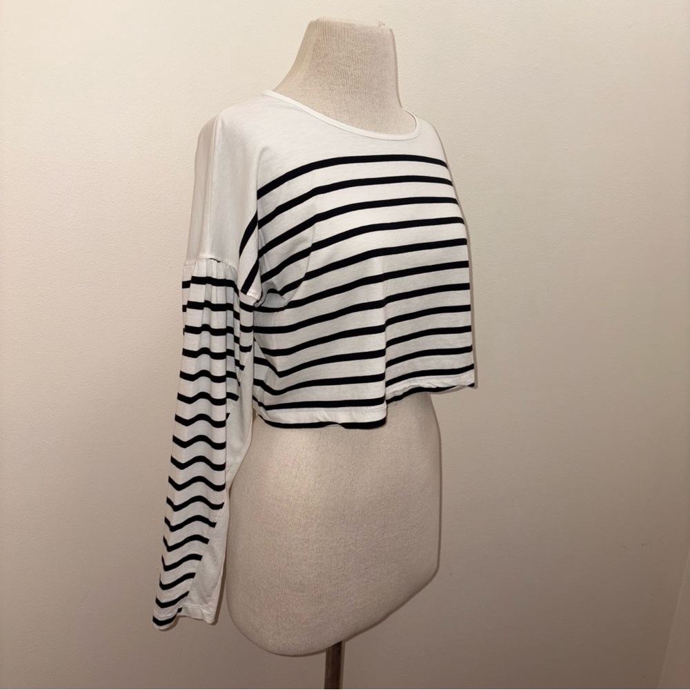 La Ligne Black and Cream Striped Long Sleeve Tee - Picture 7 of 14